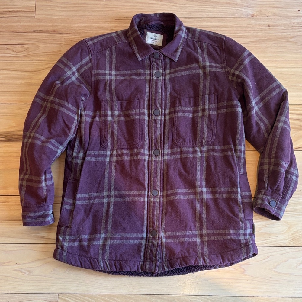 Purple Plaid Button-Up Jacket, Size S